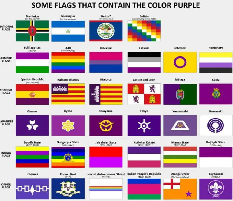 Mor Renkli Ülke Bayrakları 