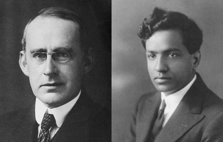 sağ: Subrahmanyan Chandrasekhar; Sol: Sir Arthur Eddington